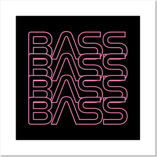 Bass Repeated Text Hot Pink Posters and Art